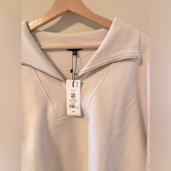 Dynamite Half Zip Fleece Sweatshirt in Beige - Picture 3 of 5